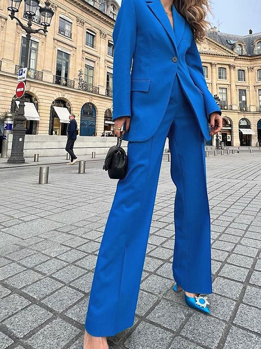 Hosenanzug Brautmutterkleid Elegant Einfach Hemdkragen Knöchellang Polyester Langarm mit einfarbig 2025 - $129.99 –P2