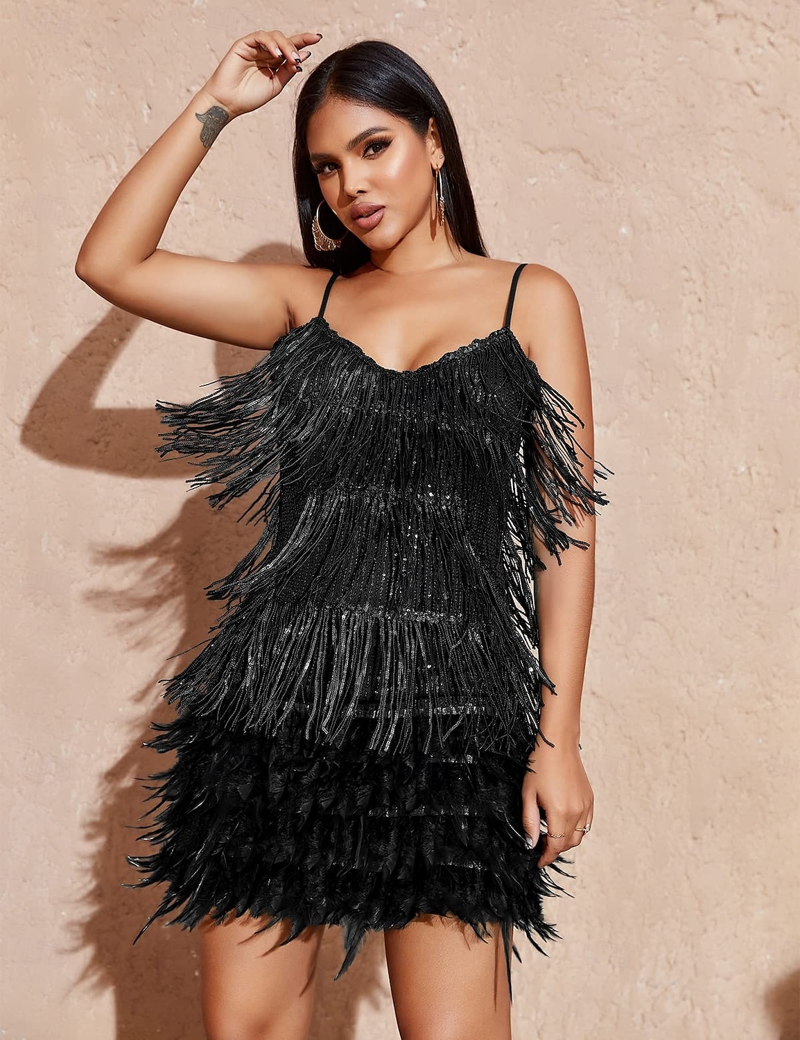 Glada 20-talet 1920-talet Flapper-klänning Klänningar Den store Gatsby Tofs Fjäder Tofs Fjädrar Maskeradkläder Dam Maskerad Bröllop Bröllopsgäst Fest / afton Vuxen Klänning Hemkomstklänningar 2025 - $49.99 –P19