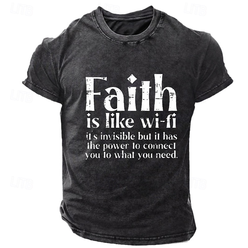 Pánské tričko Faith Is Like WiFi It's Not Visible But It Has The Power To Connect You To What You Need Tričko Tee Omyté Tričko Bavlněné Krátký Rukáv Grafický Top Módní Designer Oblečení 2025 - $15.99 –P1