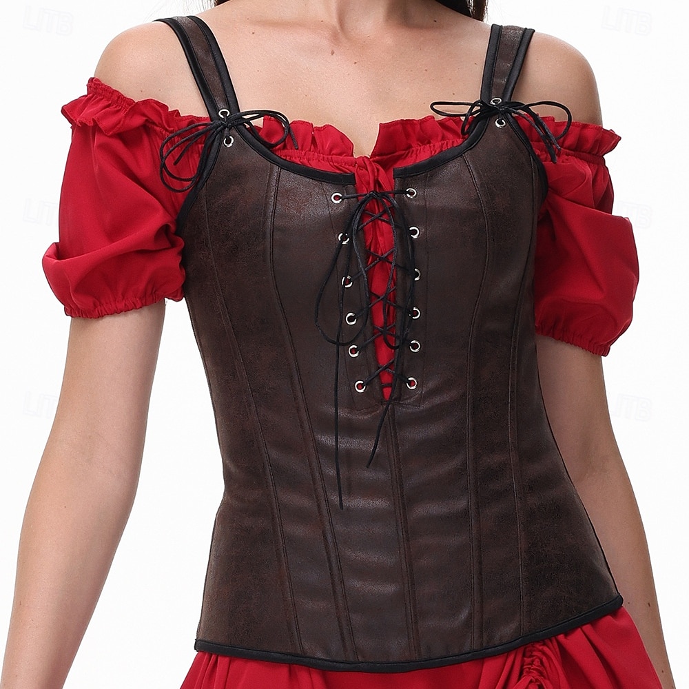 Retró Középkori Reneszánsz Fűző Prsluk Bustier Női Kelta Fantasy Mindszentek napja Farsang Álarcos mulatság Parti Alkalmi / Napi LARP Felnőttek Fűző 2025 - $37.99 –P1