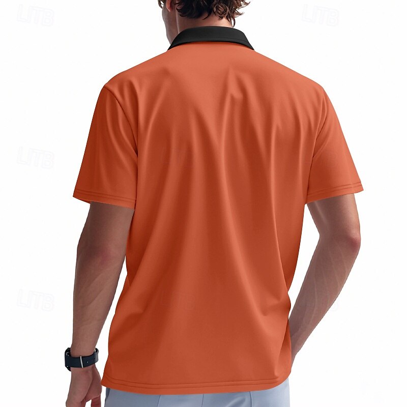 Voor heren Polo met kwartrits Golfshirt Dagelijks Feestdagen Kwart ritssluiting Korte mouw Modieus Basic Kleurenblok Lapwerk Zomer Lente Normale pasvorm Licht Blauw Zwart Wit Wijn Marineblauw Oranje 2025 - $17.99 –P13