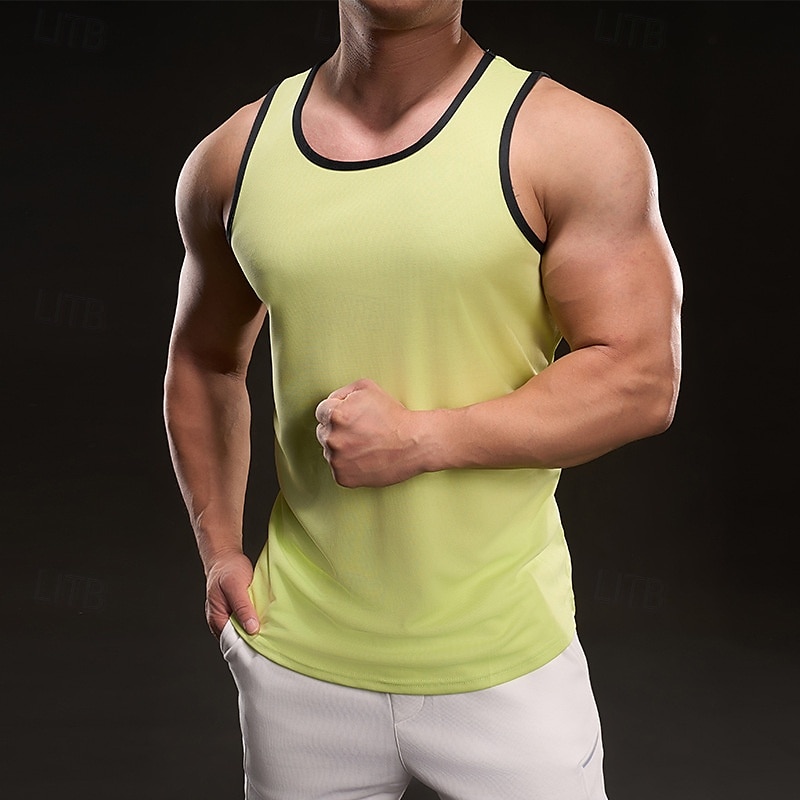 Herre Singleter Vest topp Underskjorte Ermeløs skjorte Ermeløs Crewneck Vår Fargeblokk Mote Designer Feriereise Gate Ut på byen Svart Hvit Gul Topp T-skjorte for menn 2025 - $13.49 –P6
