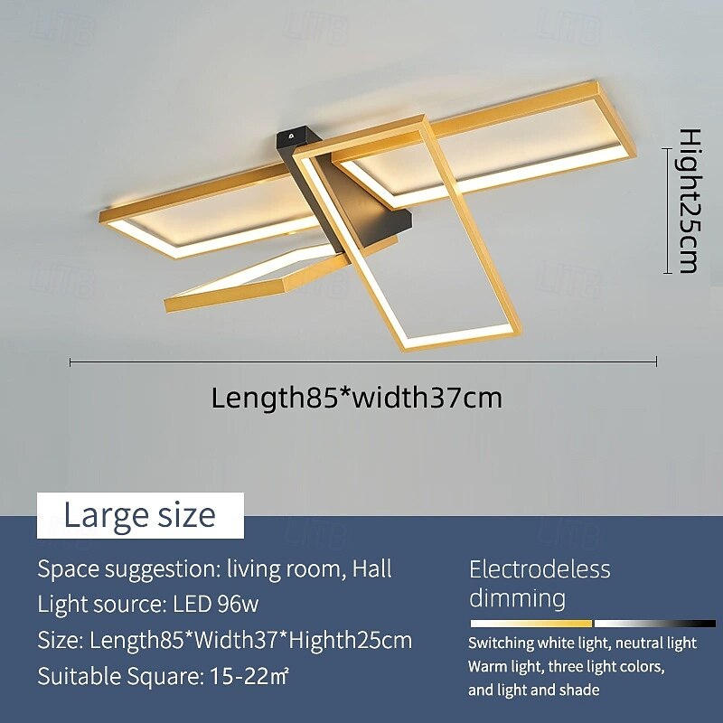 Modern Ceiling Light LED Dimmable Stereo 2 Head 4 Head Square Ceiling Light with Remote Contr Living Rooms Dining Rooms AC110V AC220V 2025 - $200.19 –P7