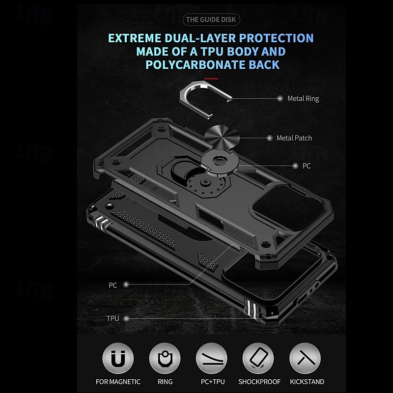 Чехол для iPhone 16 Pro Max Plus iPhone 15 Pro Max Plus iPhone 14 13 12 11 Pro Max Plus задняя крышка с кольцевым креплением магнитный ударопрочный ретро TPU PC 2025 - $17.99 –P12