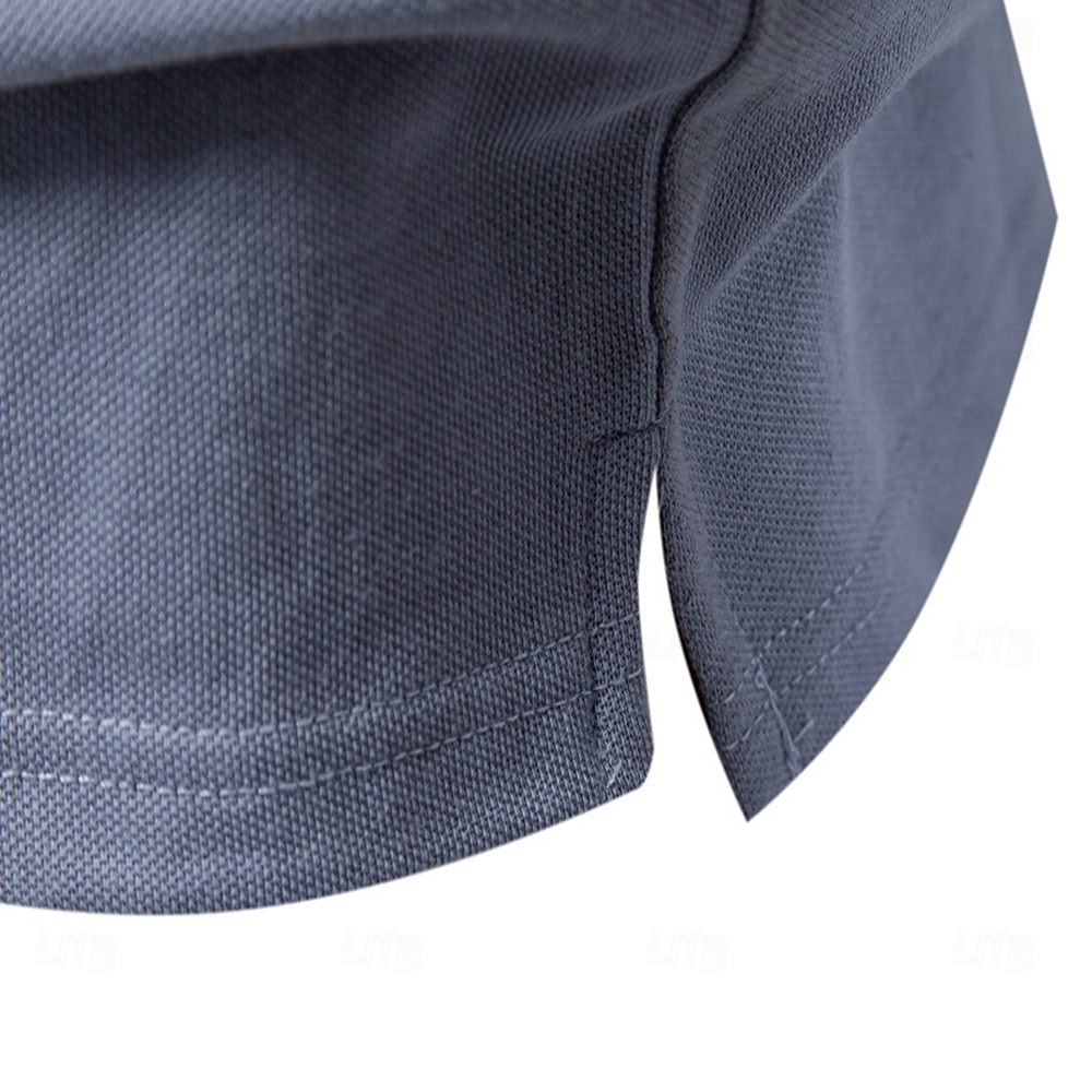 Homens Pólo Polo de malha Formal Trabalho Aberto para a Lateral Manga Curta Floral Botões Estampado Primavera Azul denim Branco Azul Marinha Verde cáqui Azul Claro Pólo de 2026 por $25.99 –P18