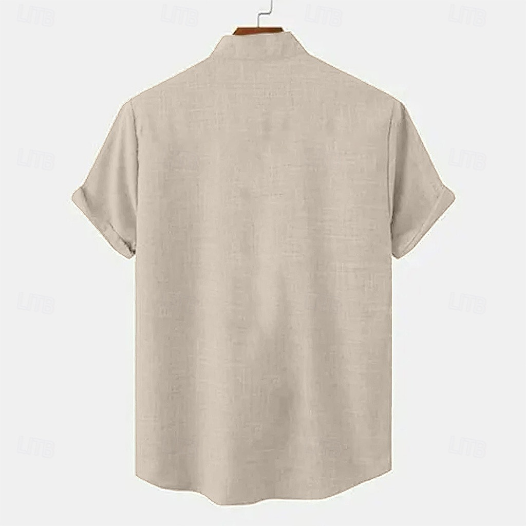 Men's Shirt Linen Shirt Summer Shirt Beach Shirt Plaid Vacation Holiday Black Green Khaki Gray Short Sleeve Collar Summer Clothing Apparel 2025 - $26.99 –P3