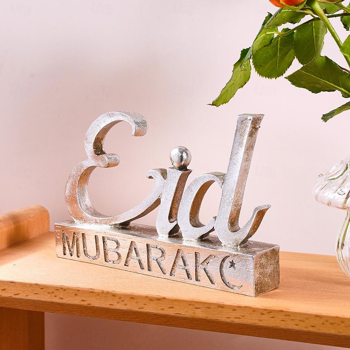 Ramadan Letter Decoration Figurine, Resin Antique-Style Craft, Muslim Festival Celebration Gift, Perfect for Eid al-Fitr & Eid al-Adha, Cute Gift for Parties, Gatherings, and Home Decor 2025 - $11.99 –P9