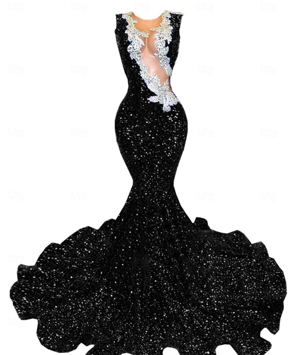 Meerjungfrau  Trompete Abendkleid Partykleid Abendparty Abschlussball Sweep  Brush Zug Ärmellos Schmuckstein-Ausschnitt Spandex mit Glitzer Perlen Pailletten 2025 - $245.99 –P11