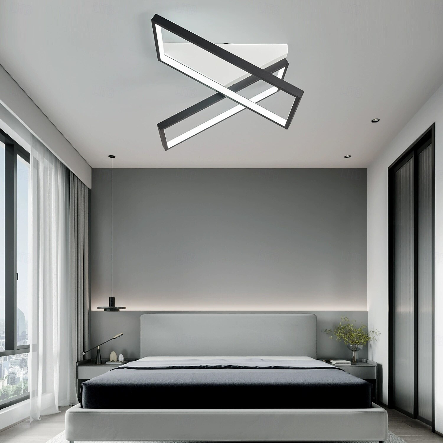 Modern Ceiling Light LED Dimmable Stereo 2 Head 4 Head Square Ceiling Light with Remote Contr Living Rooms Dining Rooms AC110V AC220V 2025 - $200.19 –P11