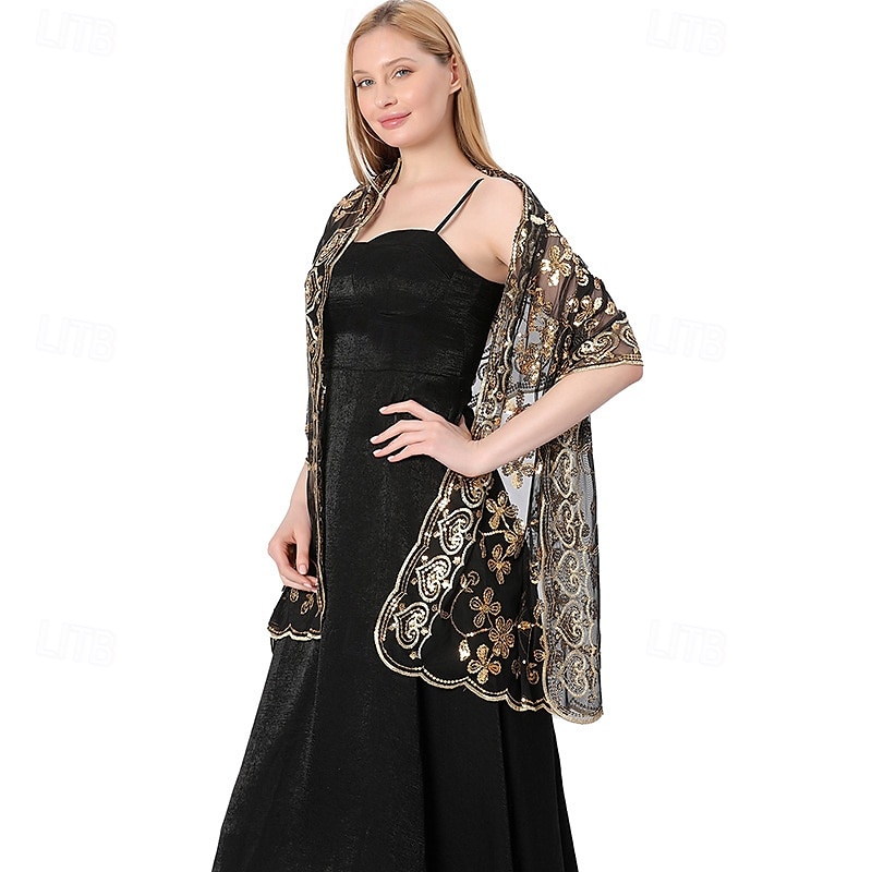 Retró Ordító 20-as évek 1920-as évek sál Wrap Kendők A nagy Gatsby Flapper lány Flitter Rojt Női Farsang Esküvő Estély Álarcos mulatság Felnőttek Kendő 2025 - $17.49 –P2