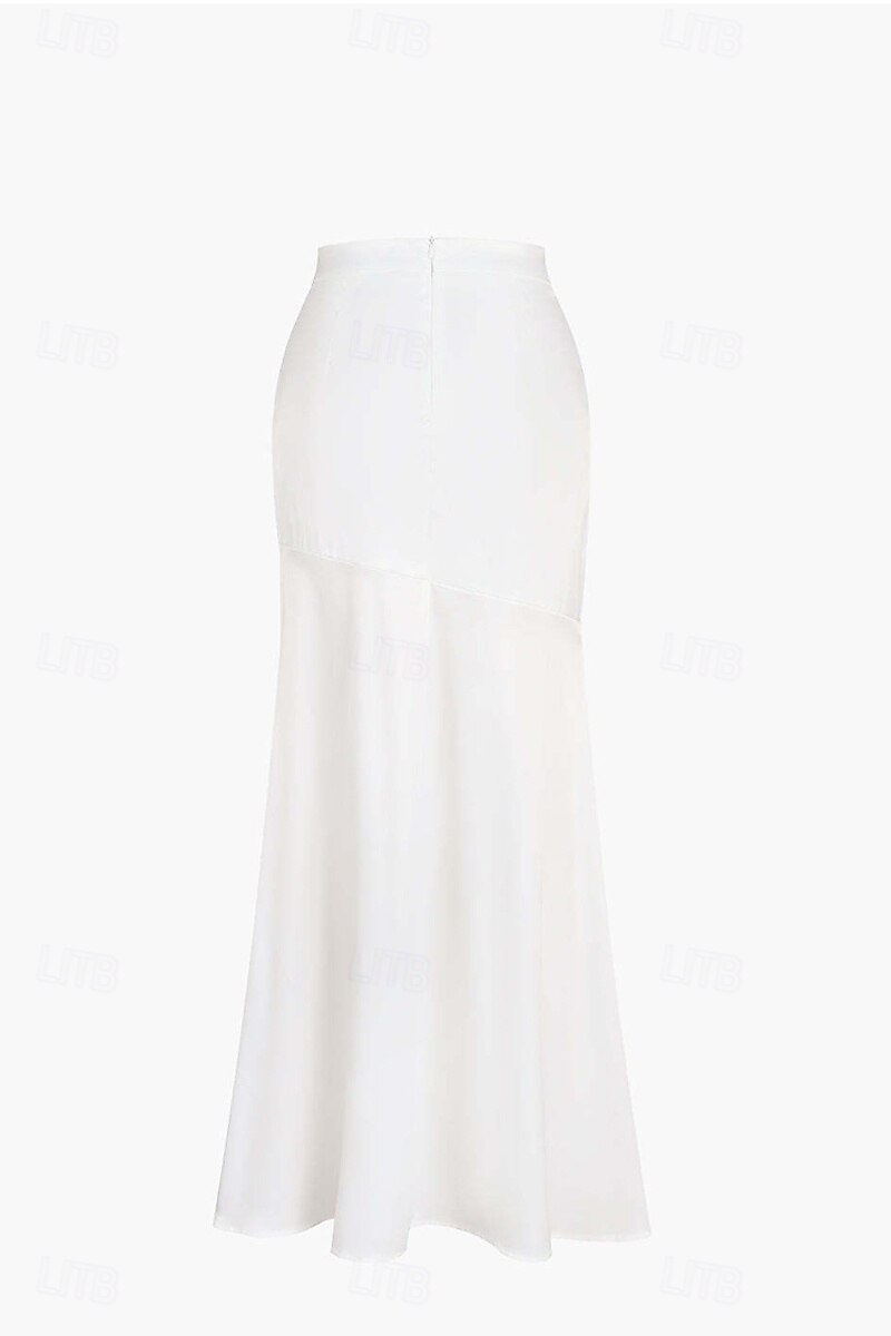 Pentru femei Bodycon Sirenă Modă Maxi Talie Înaltă Fuste Simplu Varfuri despicate Micro-elastic Petrecere Petrecere de zi de nastere Alb Vară Poliester 2025 - $22.99 –P4