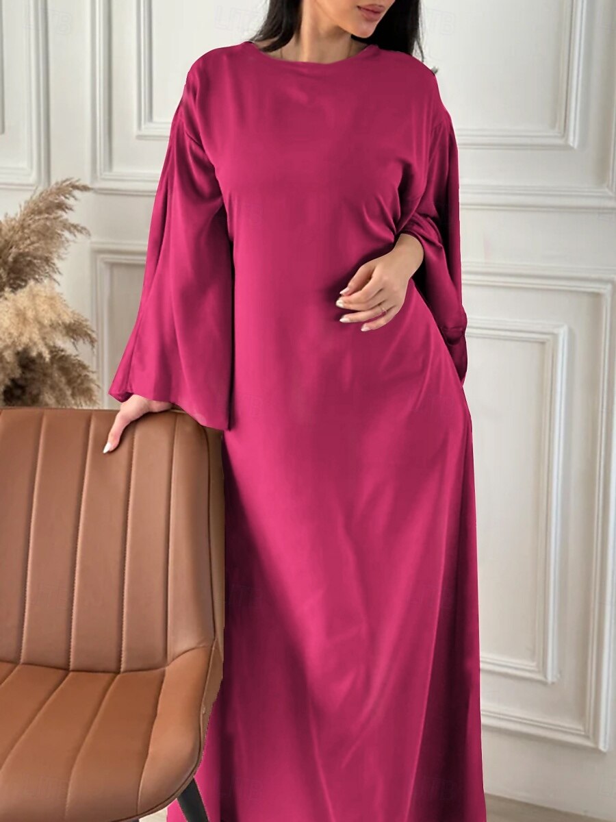 Dámské maxi šaty jednobarevné královská modrá modrá zelená léto jaro maxi šaty shift šaty kaftan šaty poloformální formální kancelář večírek běžné střih jednoduchý kulatý výstřih 2025 - $46.99 –P13