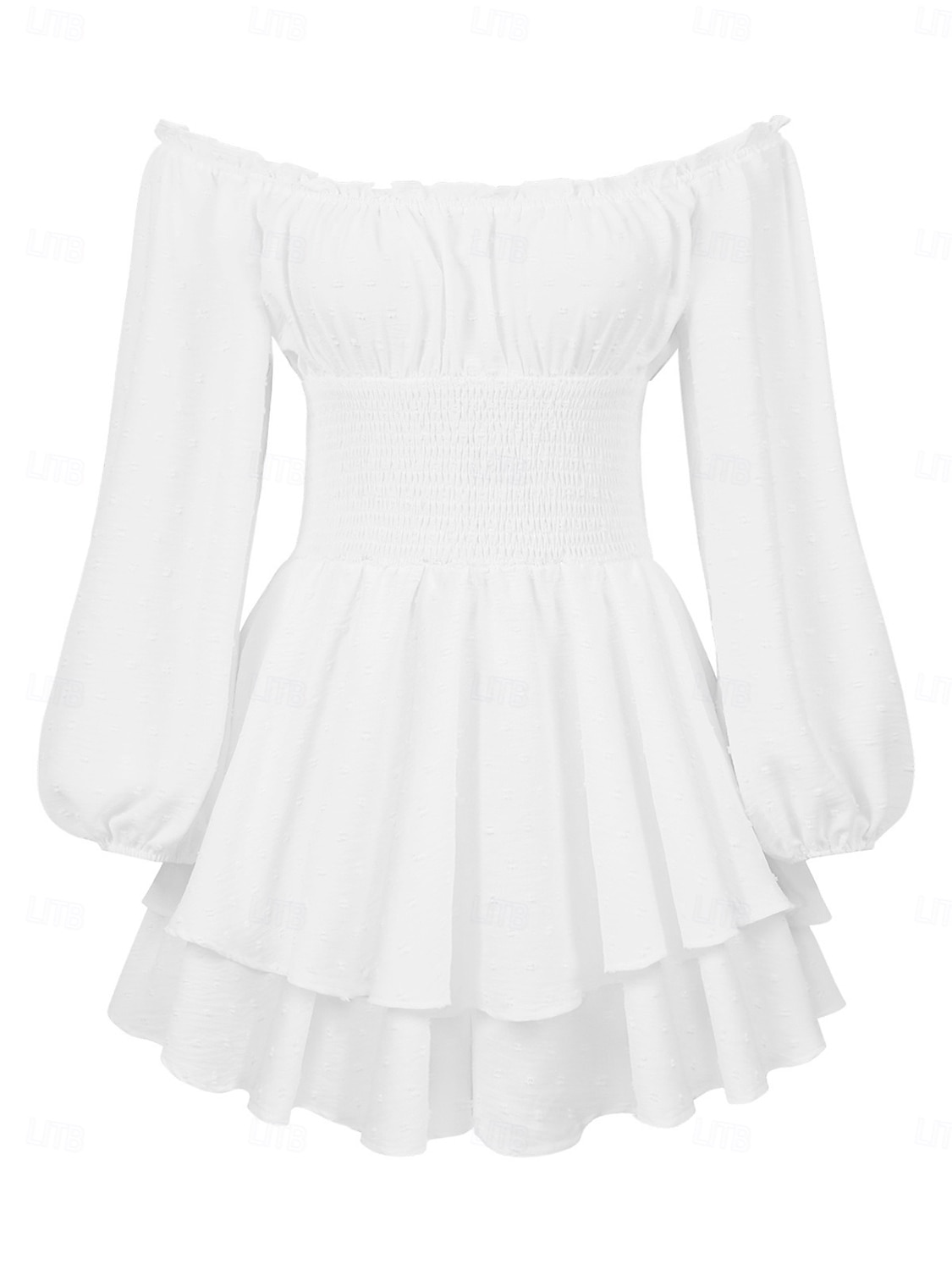 Retro Středověké Renesanční Mini Šaty Flare šaty Nahoře nabírané Elfí Pod rameny Inspirováno Regency Pevná barva Maškarní kostým Dámské Fantazie Dovolená Běžné / Denní LARP Dospělé Šaty Jaro léto 2025 - $37.99 –P4