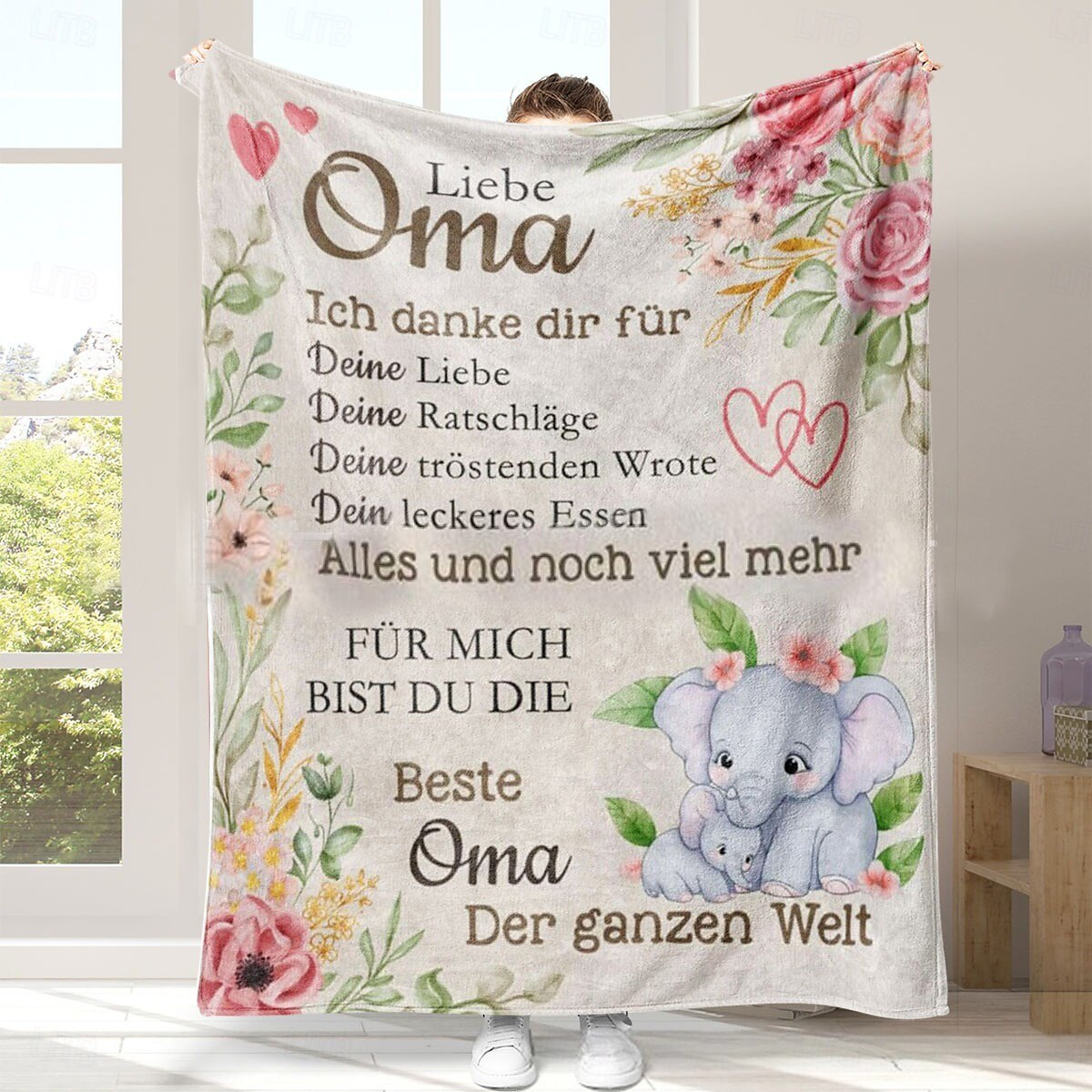 morsdagsteppe, et brev til mor, morsdagsgave myk og koselig, perfekt gave til mor, blomster- eller hjertedesign, varm og behagelig 2025 - $19.99 –P4