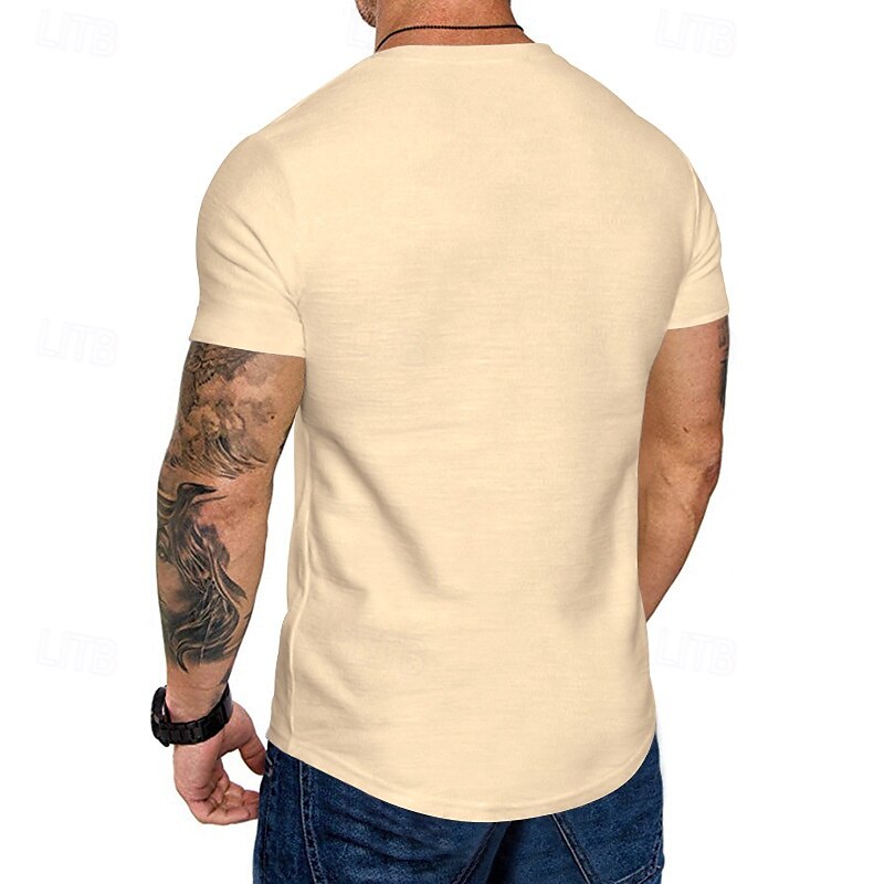 Herren T Shirt T-Shirt Kurzarmshirt Kurzarm Rundhalsausschnitt Sommer Einfach Mode Designer Basic Klassisch Urlaub Straße Ausgehen Schwarz Khaki Hellgrau Top T-Shirt für Herren 2025 - $15.49 –P6