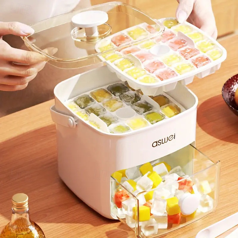 48 Compartment Easy Lid Ice Cube Dispenser - Large Capacity Double Tier Design Food Grade Plastic Freezer Storage Tray for Whiskey & Cocktails Essential Kitchen Gadgets 2025 - $27.99 –P7