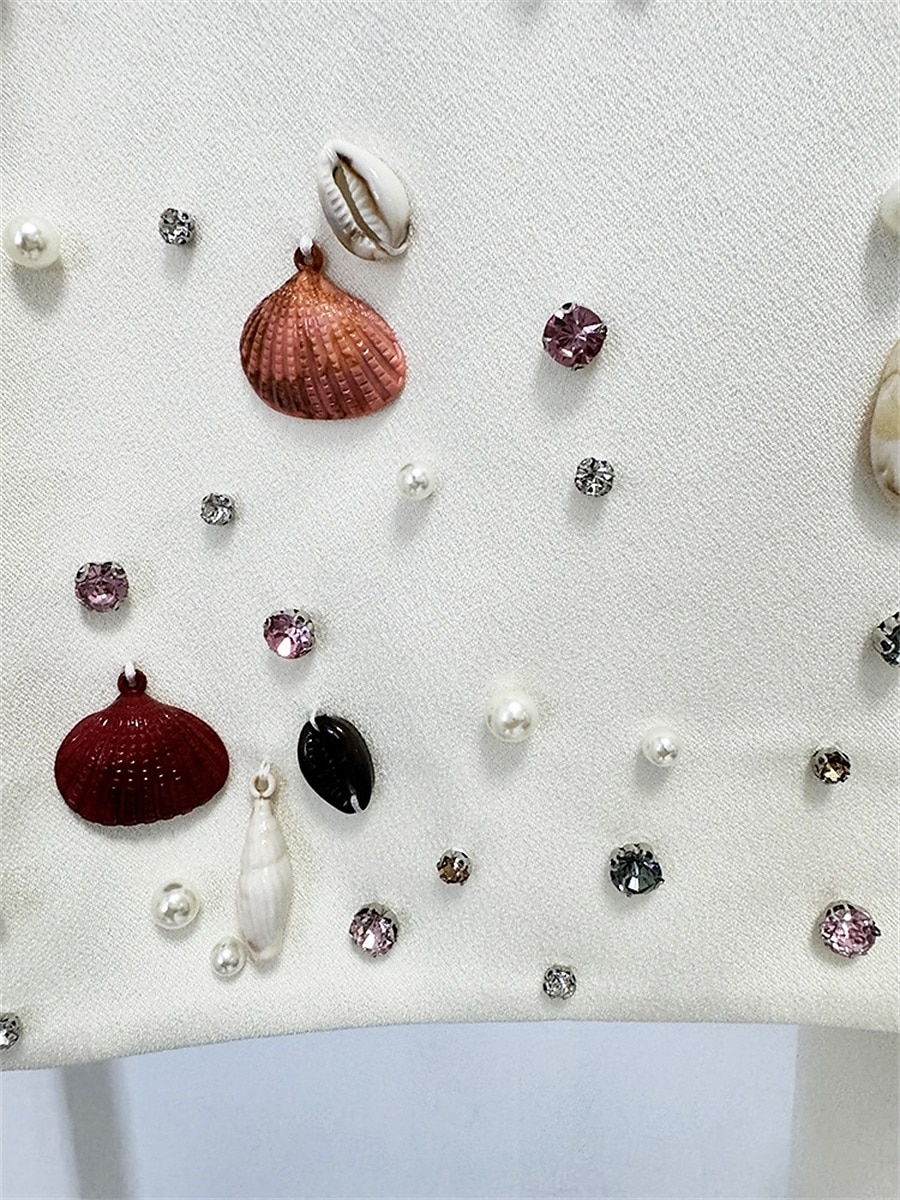 Sirena  Abito da quindicesimo compleanno abiti abito elegante matrimonio invitata lunghezza a terra maniche corte collo a giro cotone misto con cristalli perline 2025 del 2025 a $158.99 –P7