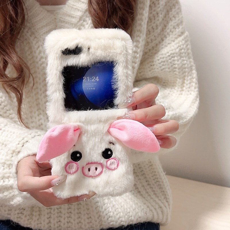 телефон Кейс для Назначение SSamsung Galaxy Z-флип 6 Z Flip 5 Z Flip 4 Z Flip 3 Кейс на заднюю панель Защита от удара Ретро Плюш 2025 - $22.99 –P13