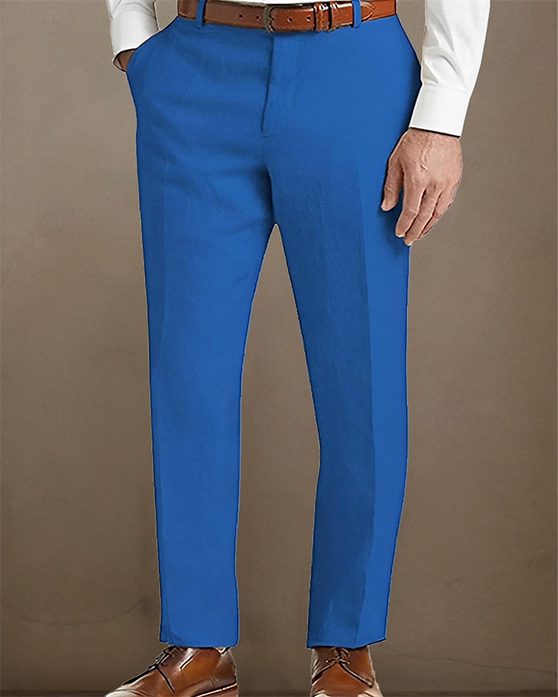 Men's Linen Pants Trousers Summer Pants Beach Pants Pocket Buttons Plain Comfort Breathable Vacation Daily Holiday Hawaiian Boho Black White 2025 - $25.99 –P13
