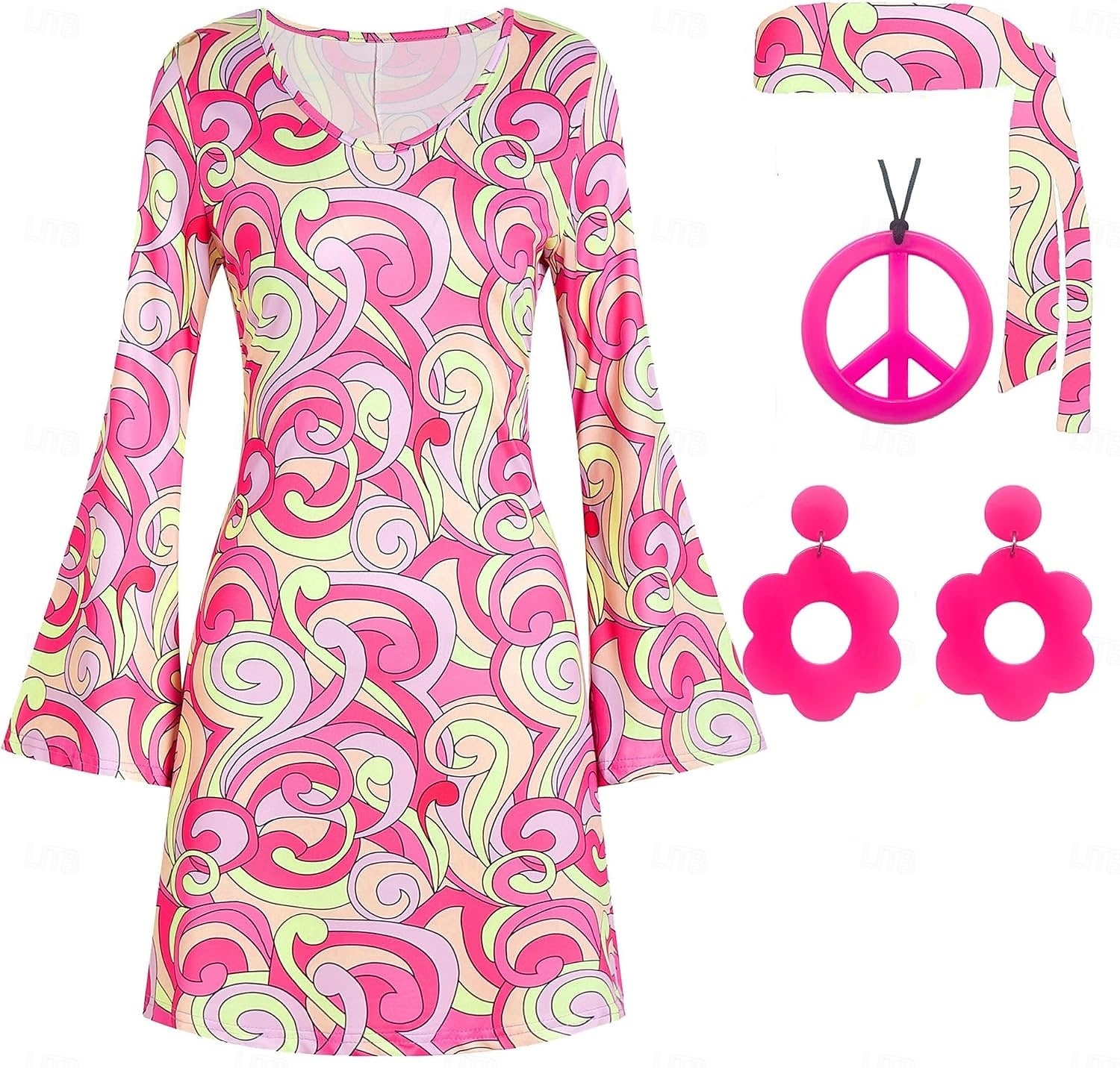 Retro Antiguo Años 60 Años 70 Traje de cosplay Accesorios Conjunto de accesorios Hippie Mujer Carnaval Mascarada Rendimiento Fiesta Desfile del orgullo Adulto 1 Collar Cima Pendientes 2025 - $20.99 –P2