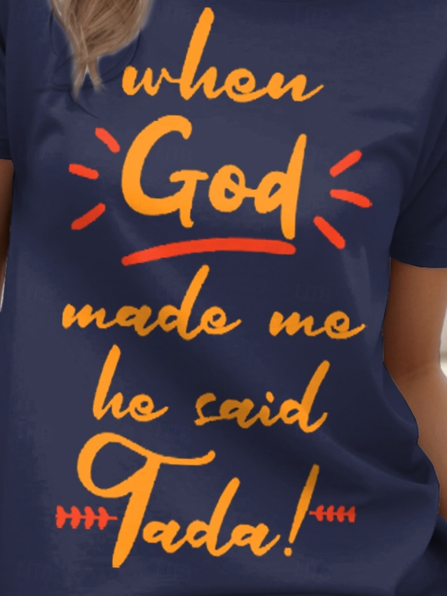 Women's T Shirt Graphic Letter Casual Short Sleeve Round Neck Regular Tops Daily Weekend Print Black Royal Blue Blue Green Summer Spring 2025 - $19.99 –P3