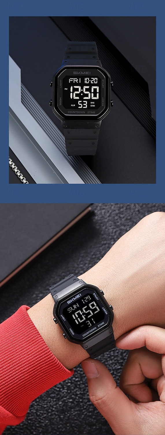 SKMEI Ins Wind Square Multi functional Waterproof Electronic Watch for Male and Female Students 2025 - $28.99 –P14