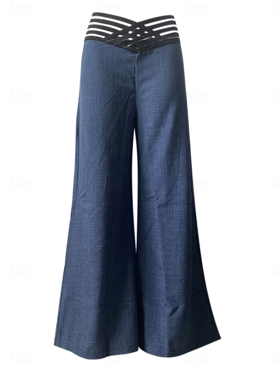 Pantaloni Chino Larghi da Donna Pantaloni Baggy Moda Streetwear Lunghezza Completa Alta Vita Semplice Elasticizzati Comodi Soffici Confortevoli Micro-elastici all'Aperto Strada Nera Bianca Blu Fucsia del 2025 a $17.99 –P9