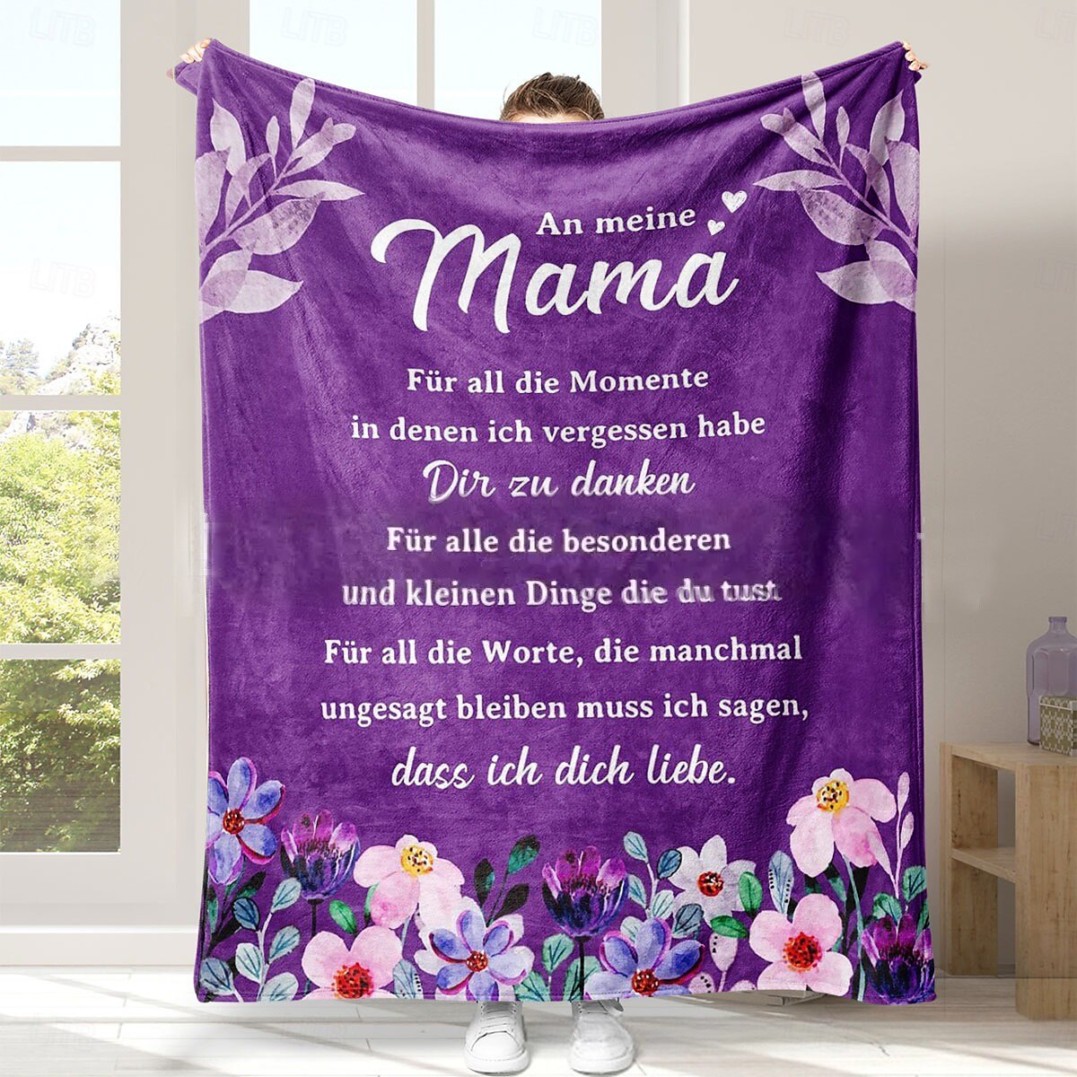 morsdagsteppe, et brev til mor, morsdagsgave myk og koselig, perfekt gave til mor, blomster- eller hjertedesign, varm og behagelig 2025 - $19.99 –P12
