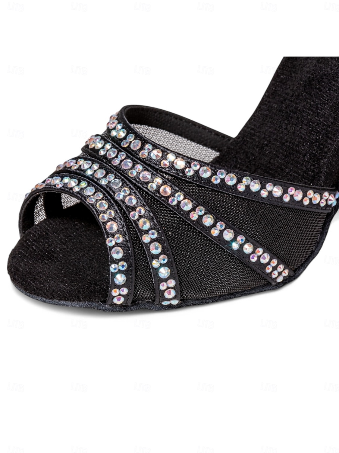 kvinners glitrende ballroomsandaler - peep toe, mesh-stropper, mellomhæl, latin salsa tango sko for konkurranse og fest 2025 - $46.99 –P4