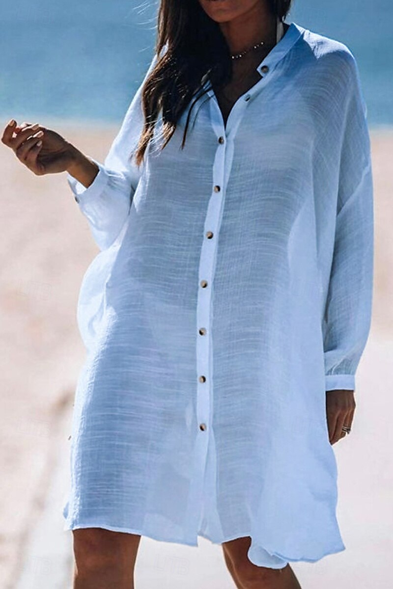 Per donna Camicia Camicie ispirate al lino Abbottonare Blusa Semplice Moderno Casual Manica Lunga Colletto a Camicia Top lunghi Quotidiano Ferie Uscire Bottoni Bianco Giallo Rosa Azzurro Estate del 2025 a $26.99 –P4