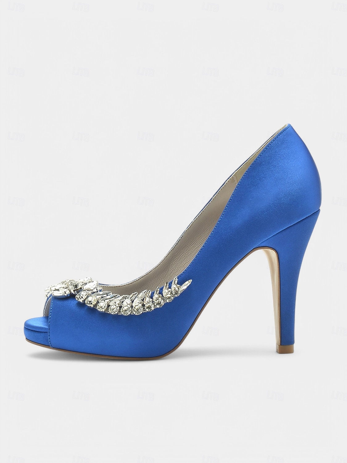 tocuri cu vârf deschis din satin albastru, cu ornamente cu cristale – pantofi de lux pentru nuntă și bal pentru femei 2025 - $64.99 –P4