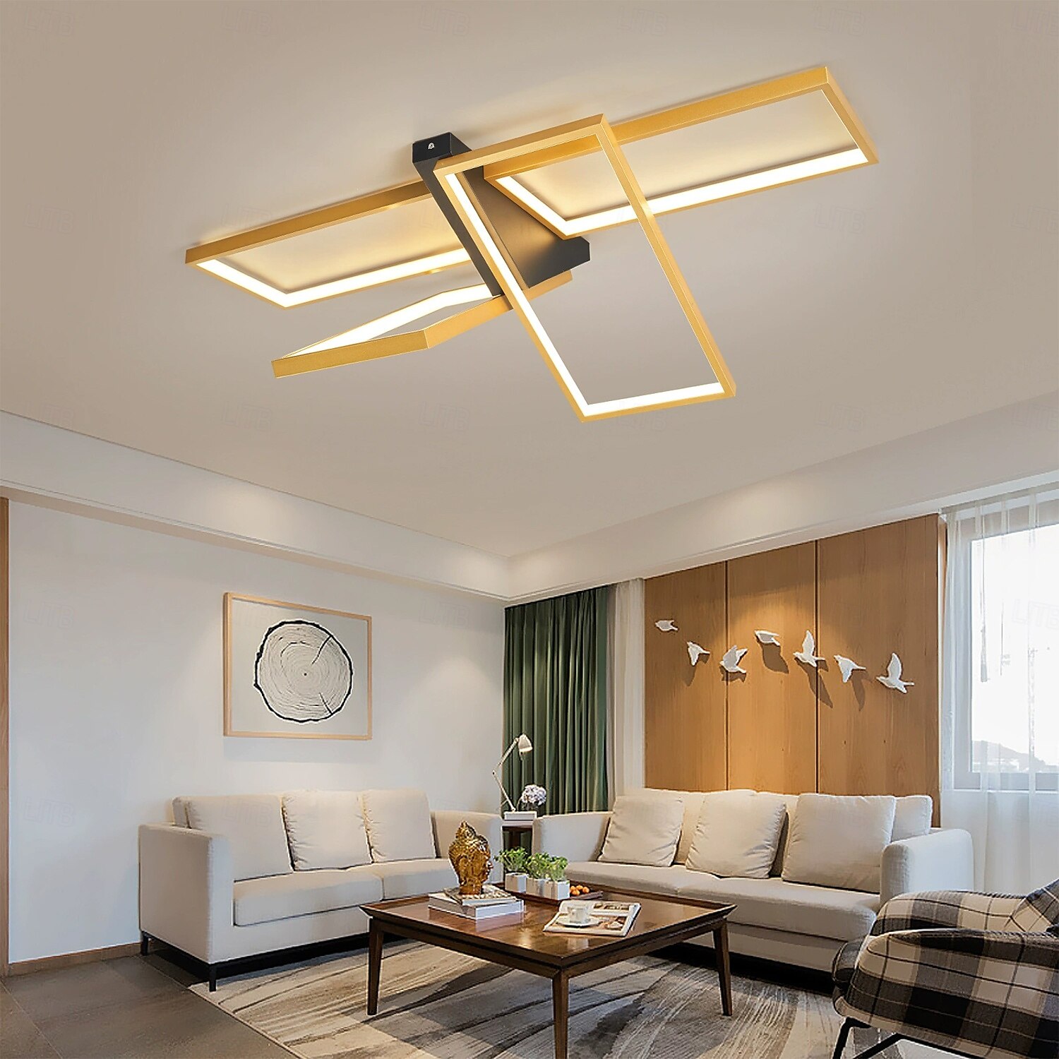 Modern Ceiling Light LED Dimmable Stereo 2 Head 4 Head Square Ceiling Light with Remote Contr Living Rooms Dining Rooms AC110V AC220V 2025 - $200.19 –P1