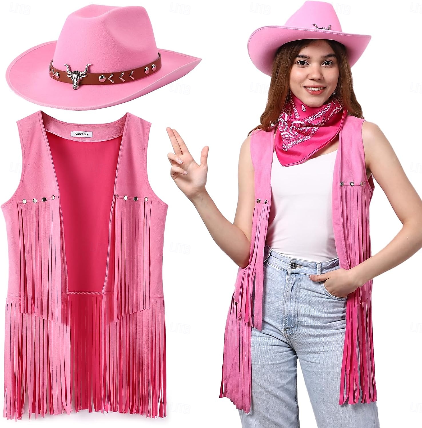 Western Outfits for Women Cowgirl Tassel Sleeveless Vest Cowboy Hat and Paisley Bandana 2025 - $30.99 –P3