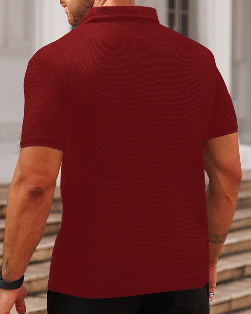 Herren Poloshirts zum Suchbegriff: "Waffel" Golfhemd Arbeit Casual Kargen Kurzarm Basic Modern Glatt Knopf Sommer Frühling Regular Fit Schwarz Weiß Gelb Rote Hellgrau Hellblau Poloshirts zum 2025 - $16.49 –P10