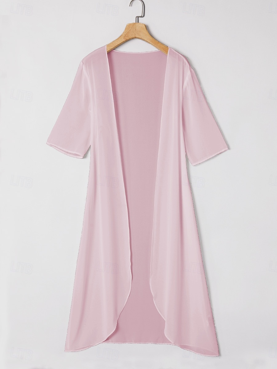 Damen Chiffon Überwurfjacke einfarbig elegant stylisch Halbarm Salbeigrün Sommer Frühling 2025 - $29.99 –P1
