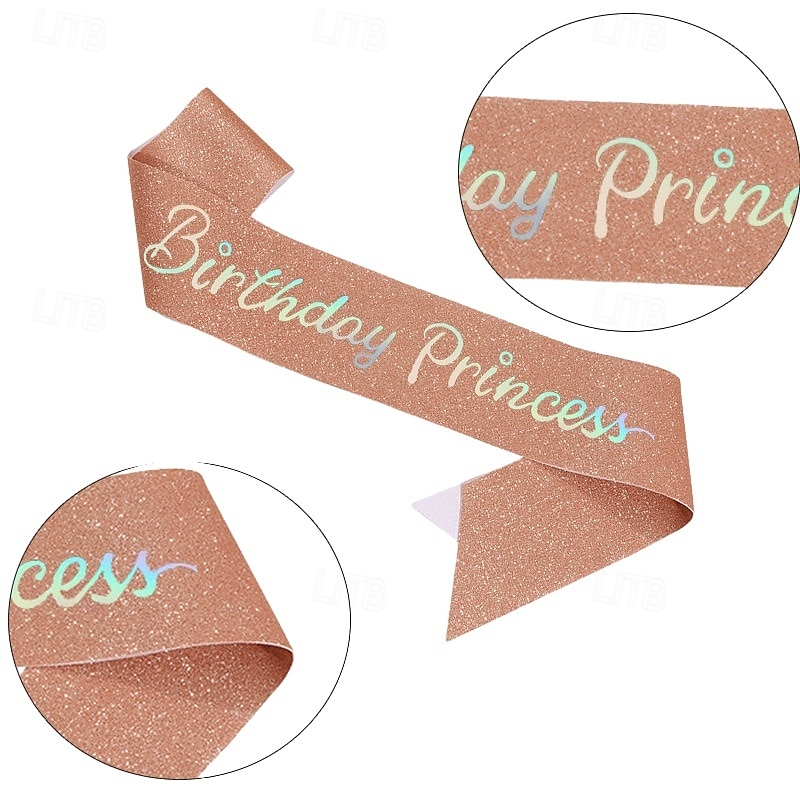 set di accessori da 2 pezzi per compleanno principessa - cerchietto e fascia con strass per donne e ragazze del 2025 a $11.99 –P4