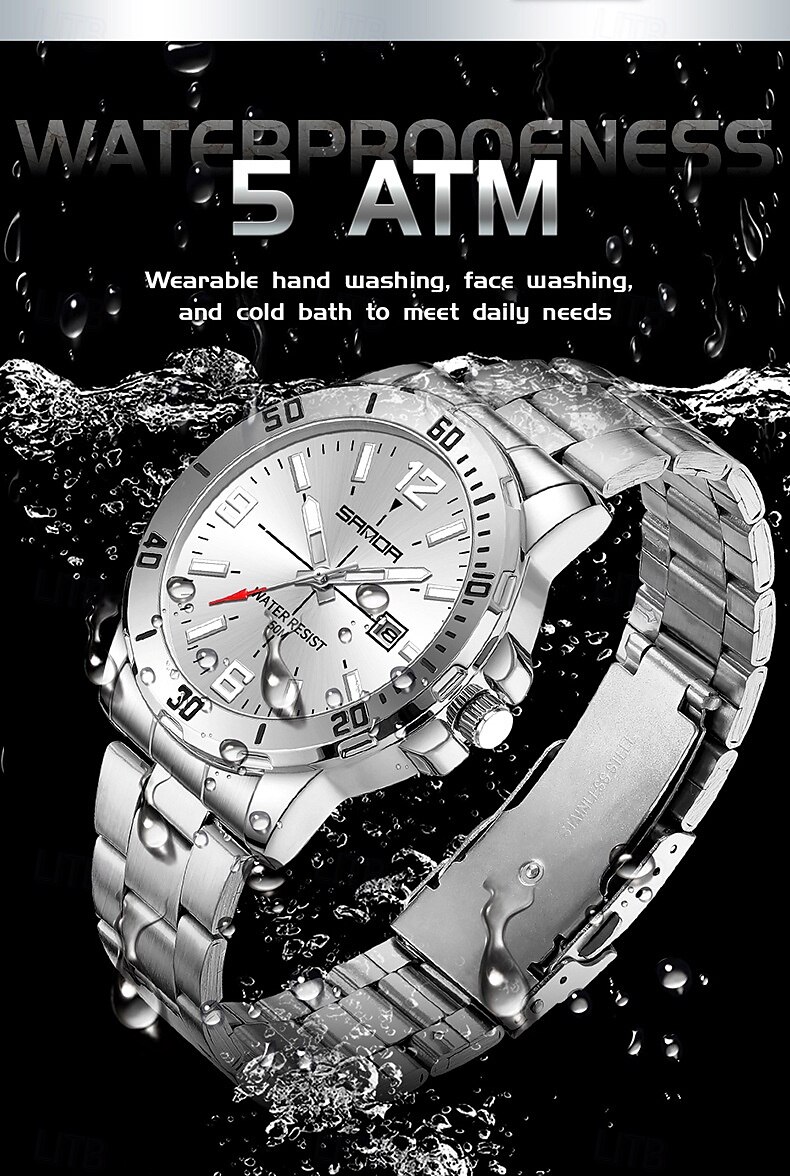 SANDA 3265 Men's Quartz Watch Simple and Fashionable Large Dial Night Light Waterproof Band Calendar Wristwatch 2025 - $34.99 –P11