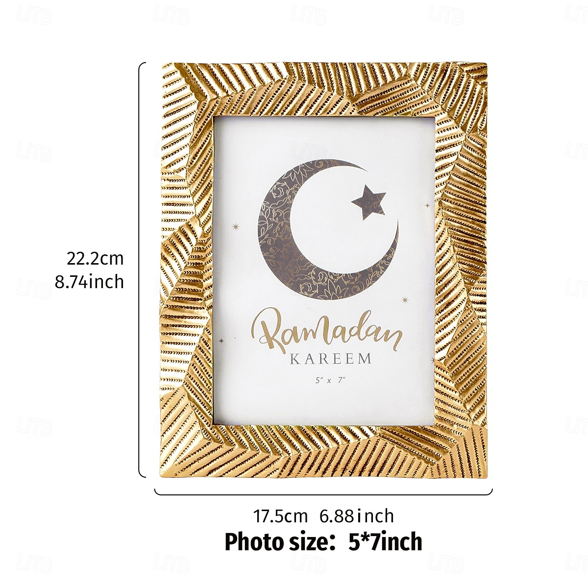 Ramadan Gold Resin Photo Frame, Vintage Picture Frame 4x6, 5x7, 6x8 Inch, Horizontal and Vertical Display, Islamic Festive Home Decor for Bedroom, Study, Office Desk 2025 - $14.49 –P4