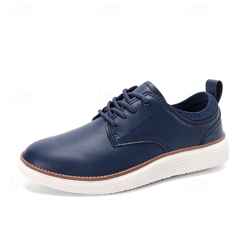 Men's Navy Blue Leather Oxford Shoes – Classic Lace-Up Dress Shoes for Business & Formal Events 2025 - $32.99 –P3