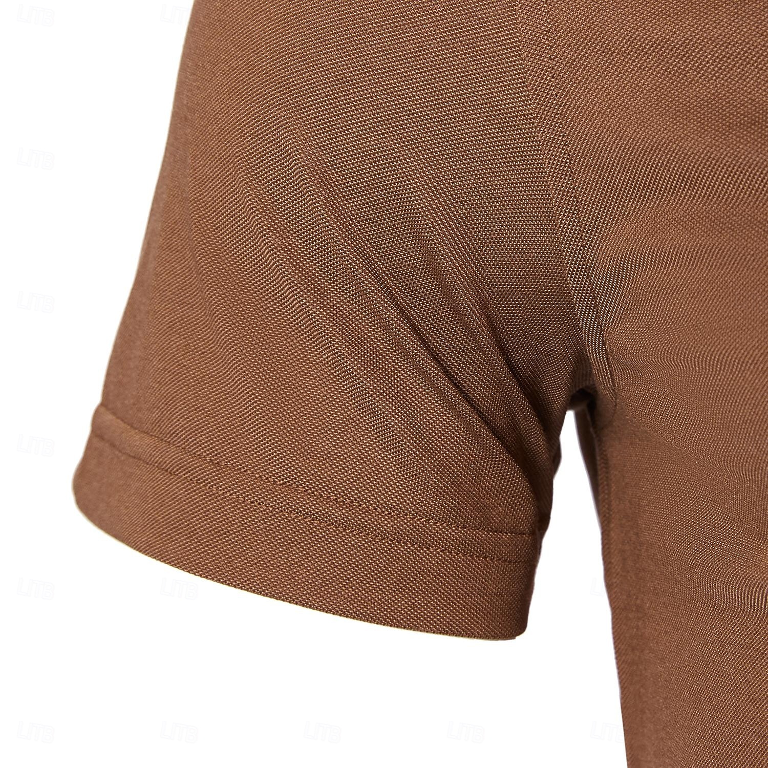 heren polo trui van zijde katoenmix, formeel werk, geribbelde kraag, korte mouwen, effen kleur, overhemd, zomer, donkergrijs, zwart, wit, kaki, grijs 2025 - $32.99 –P2