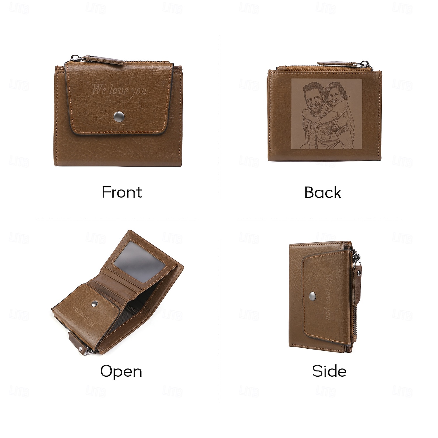 Portefeuille photo personnalisé meilleur cadeau pour papa portefeuille en cuir gravé pour mari grand-père fête des pères anniversaire anniversaire Noël mariage de 2025 ? $43.99 –P7