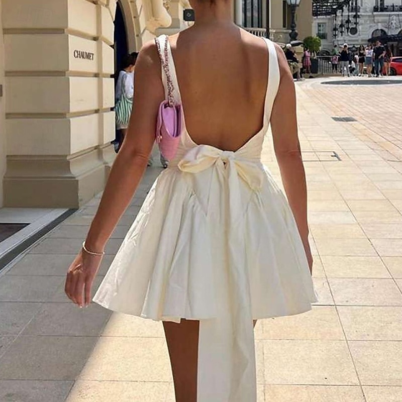 Per donna Mini Abito Abito Bianco Abito da laurea Abito Sottoveste Moda Moderno All'aperto Vacanza Laurea Vestibilità regolare Semplice Senza Maniche Spalline sottili Nero Bianco Rosa Estate del 2025 a $31.99 –P7