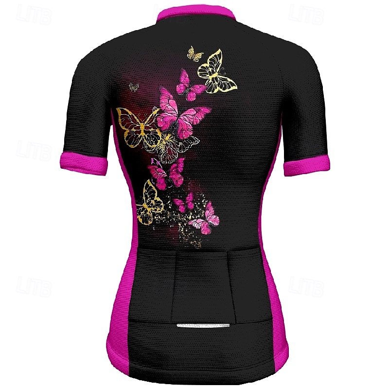 Women's Cycling Jersey Short Sleeve Bike Tee Tshirt Jersey with 3 Rear Pockets Mountain Bike MTB Breathable Quick Dry Anatomic Design Wicking Blue Fuchsia Orange Butterfly Sports Clothing Apparel 2025 - $23.99 –P6
