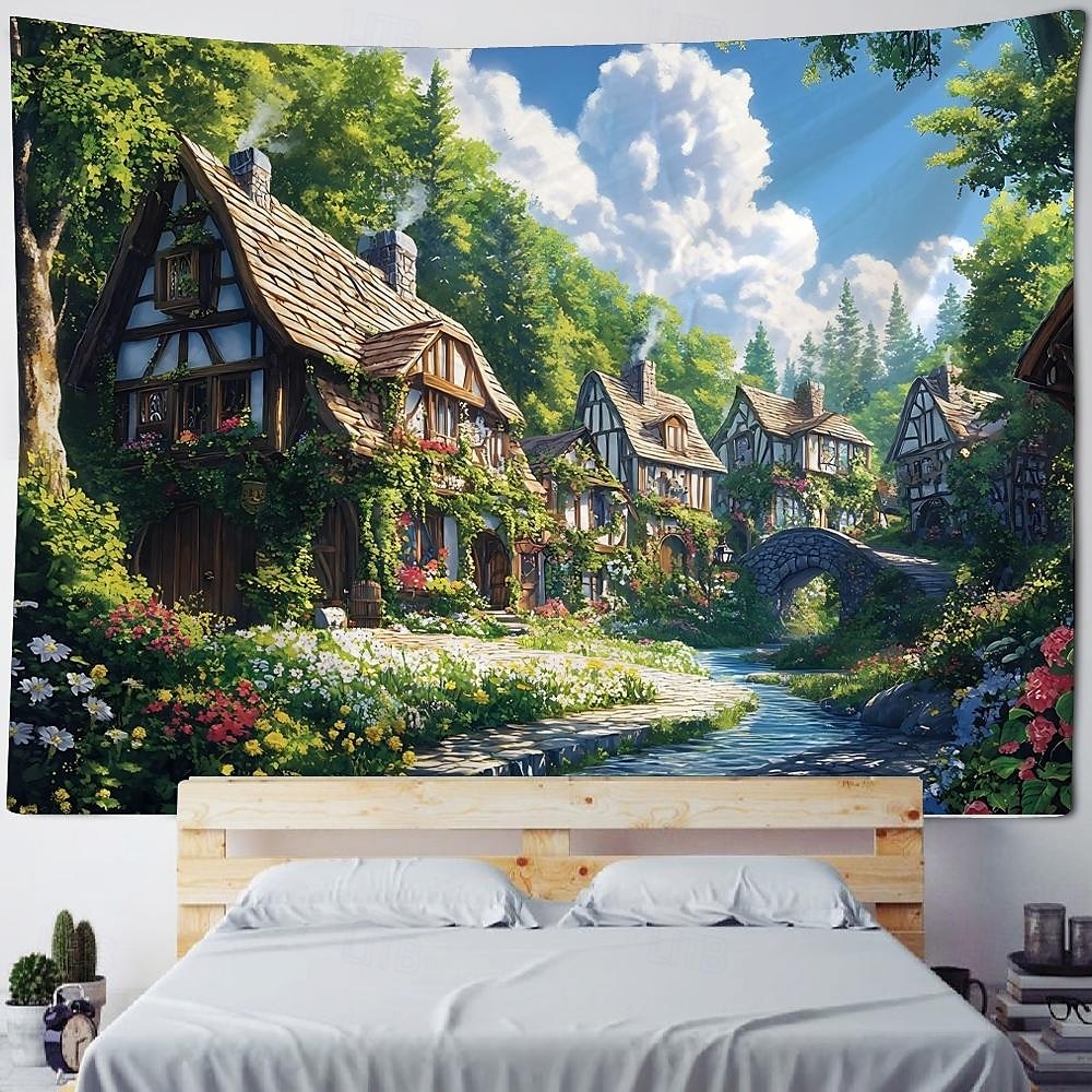 Planta flor casa paisaje colgante tapiz arte de pared gran tapiz mural decoración fotografía telón de fondo manta cortina hogar dormitorio sala de estar decoración 2025 - GBP £8.99 –P1