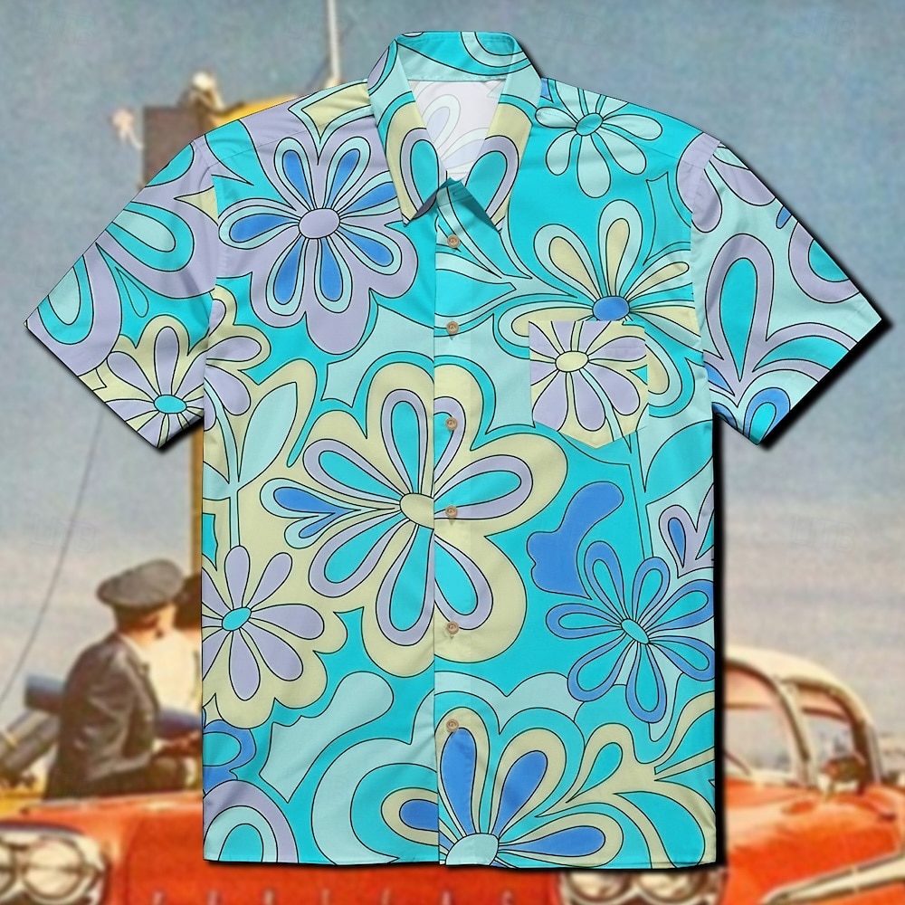Retro 70. léta Tričko Aloha košile Hippie Disko Květinový Maškarní kostým Pánské Plesová maškaráda Dovolená Párty Pride Parade Dospělé Tričko 2025 - $20.99 –P2
