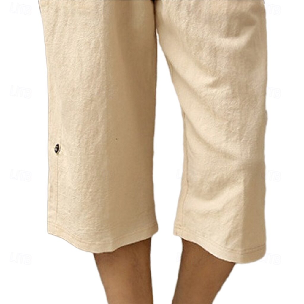 Homens Calças Capri Shorts de linho Shorts de verão Bolsos Com Cordão Cintura elástica Tecido Comprimento da panturrilha Ao ar livre Diário Para Noite Moda Roupa de rua Amarelo Azul Real Sem de 2025 por $23.99 –P7