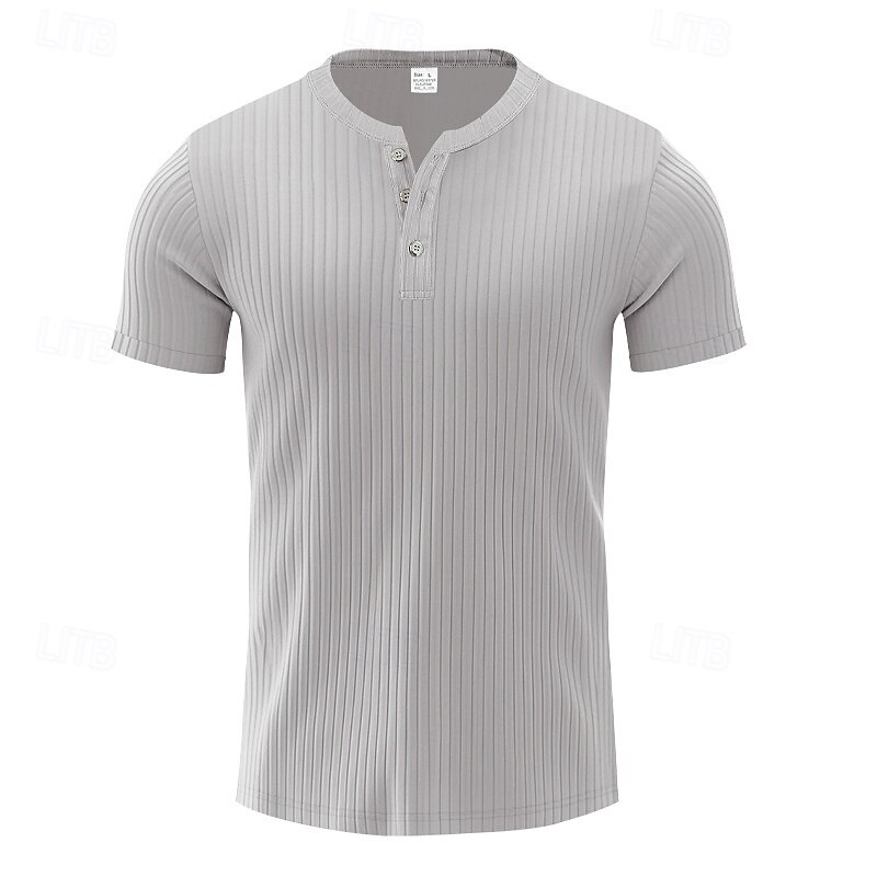 Hombre Camiseta con botones Camiseta Henley Shirt Tee Manga Corta Henley Verano Primavera Plano Moda Design Básico Jacquard Vacaciones Calle Noche Negro Blanco Rojo Camiseta superior para hombre 2025 - $20.99 –P15