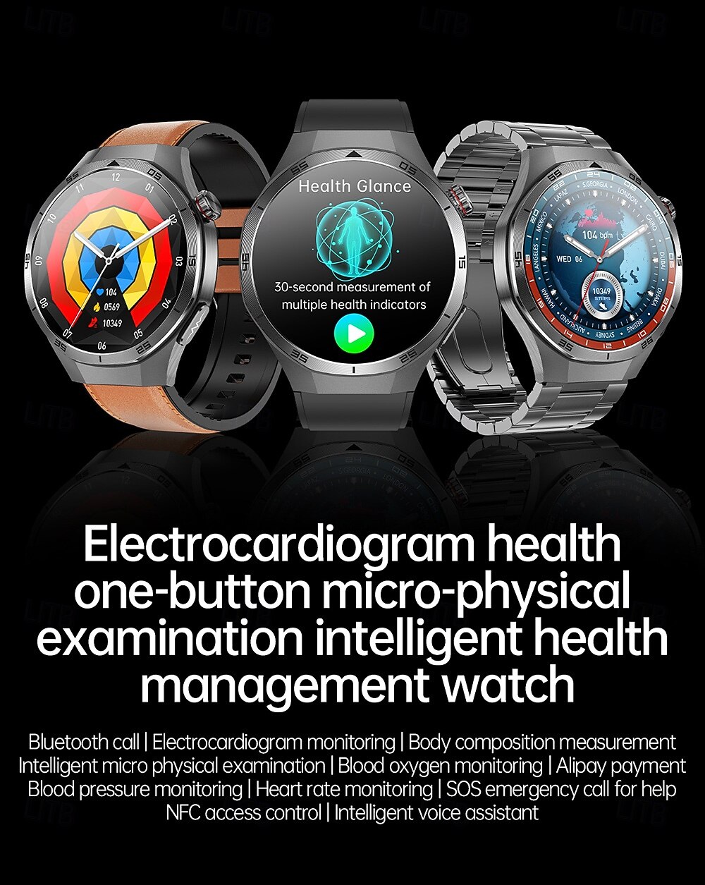 iMosi ET456 Smart Watch 1.56 inch Smartwatch Fitness Running Watch Bluetooth ECG+PPG Temperature Monitoring Pedometer Compatible with Android iOS Women Men Hands-Free Calls Waterproof Media Control 2025 - $63.99 –P1