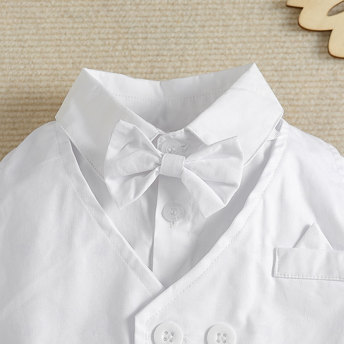 3 pièces Costume de Porteur d'Alliance Garçons Enfants Tout-petit Gilet, chemise et pantalon École Formel Anniversaire Basique Doux Style BCBG Couleur Unie Col en V Blanche Coton de 2025 ? $29.99 –P1