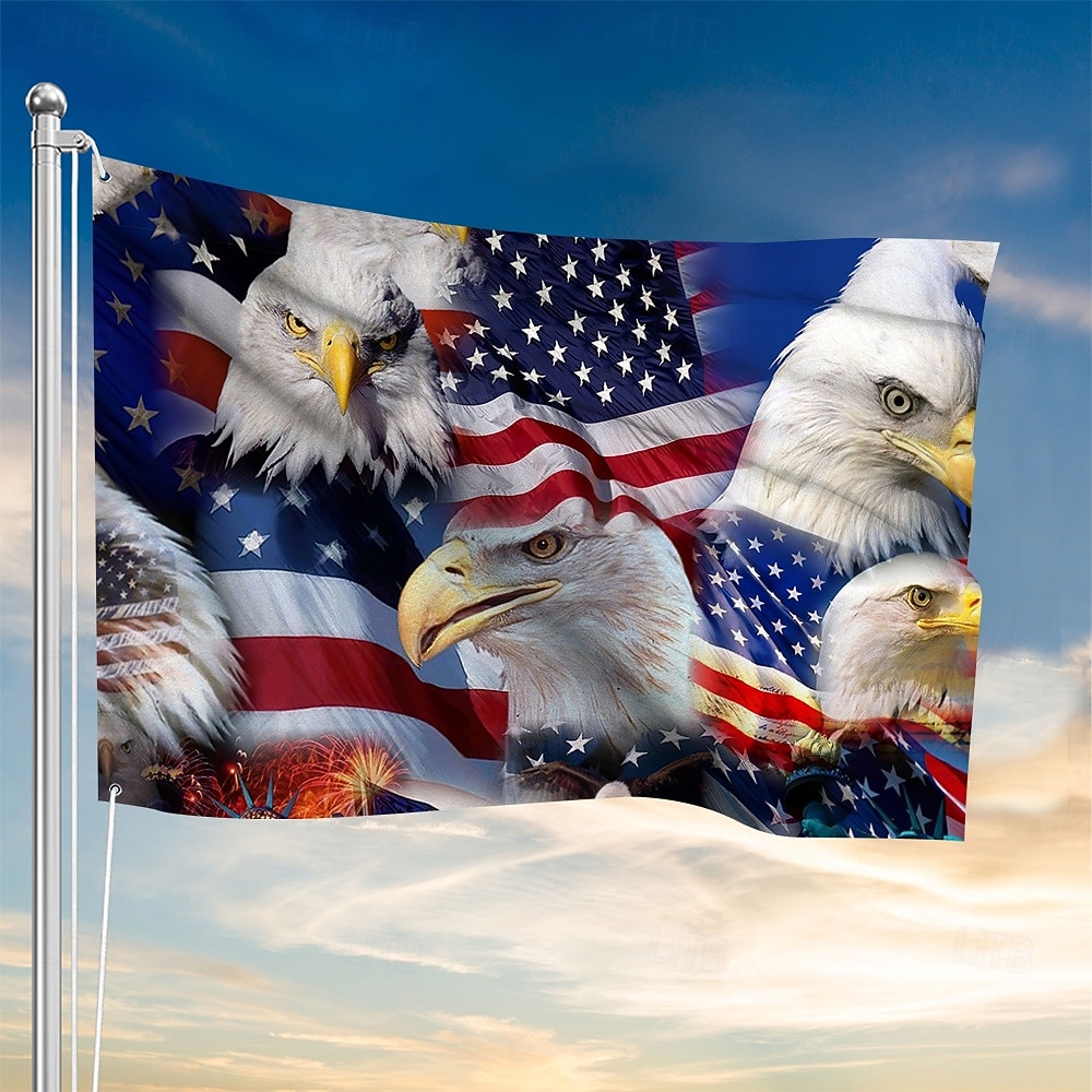 4 juli Utomhus Inomhus Med Öglor Patriotisk Flagga Självständighetsdagen Amerikansk Hus Gård Trädgårdsdekorationer Högtidsbanner Skylt 2026 - $11.99 –P5